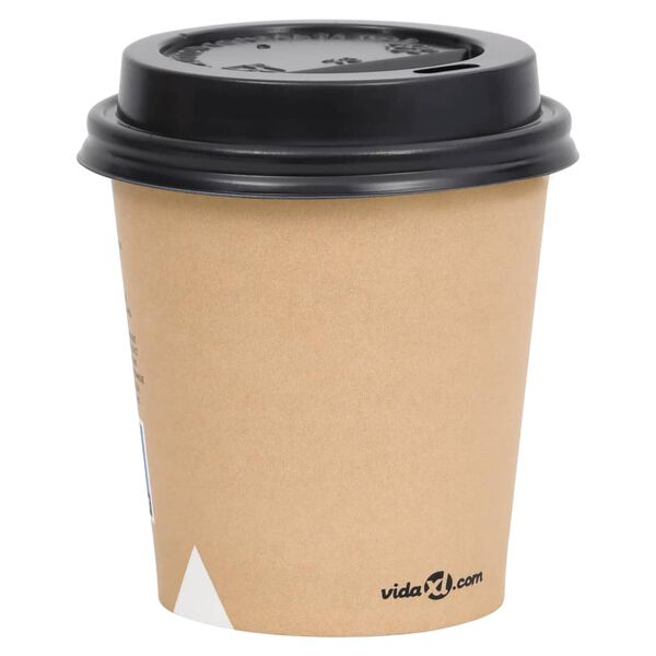 vidaXL Coffee Paper Cups with Lids 200 ml 500 pcs Brown