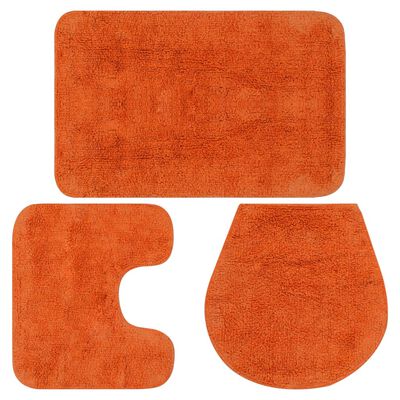 vidaXL Bathroom Mat Set 3 Pieces Fabric Orange