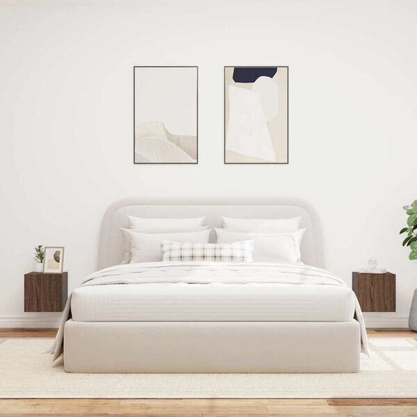 vidaXL TV Wall Cabinets with LED Lights 2 pcs Brown Oak 30.5x35x30 cm