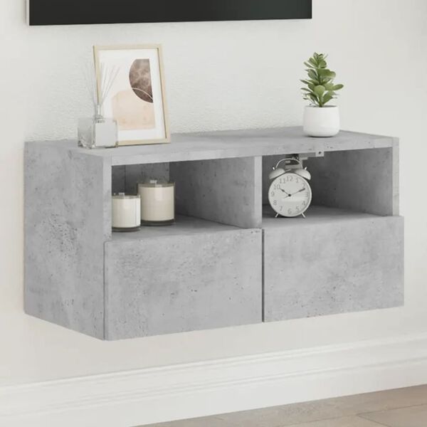 vidaXL TV Wall Cabinet Concrete Grey 60x30x30 cm Engineered Wood