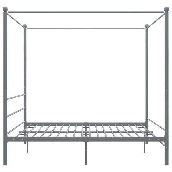 vidaXL Canopy Bed Frame without Mattress Grey Metal 180x200 cm Super King