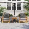 vidaXL Garden Chairs with Table 3 pcs Black Solid Acacia Wood