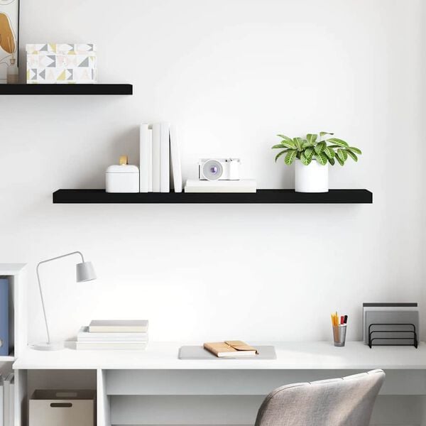 vidaXL Floating Wall Shelf Black 120x23.5x3.8 cm MDF
