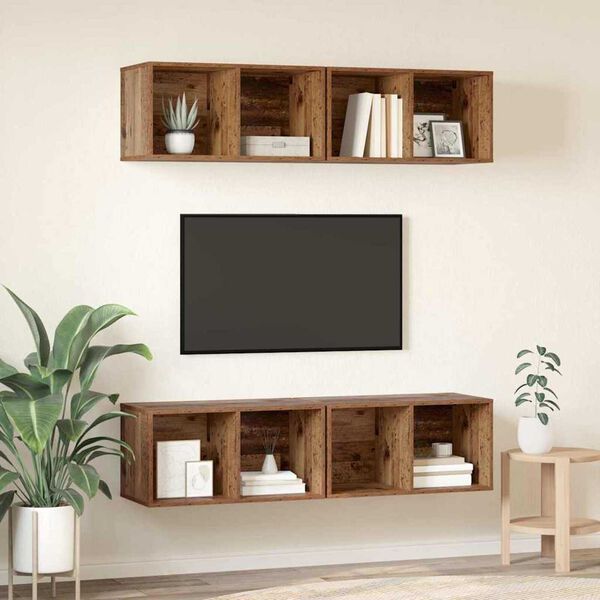 vidaXL TV Cabinet Set 4 pcs Old Wood 37 x 37 x 72 cm Engineered Wood