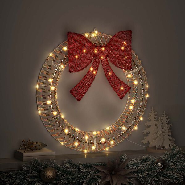 vidaXL Wreath with 60 LEDs Warm white 76 x 76 x 8 cm PET
