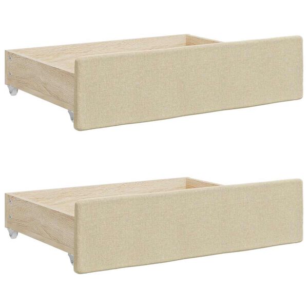 vidaXL Bed Drawers 2 pcs Cream Engineered Wood and Fabric