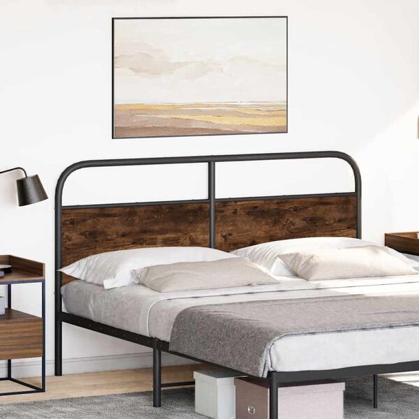 vidaXL Headboard Smoked Oak 160 cm Steel and Engineered Wood