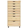 vidaXL Rolling Cabinet with Drawers MOSS Clear Varnish Solid Pine wood