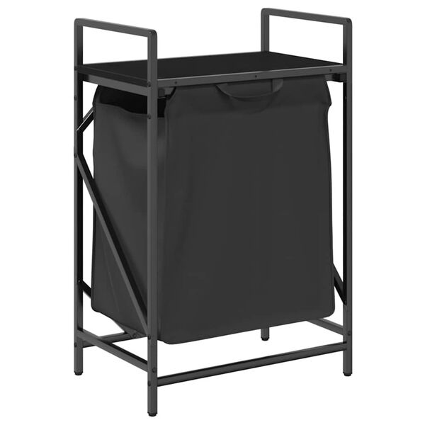vidaXL Laundry Basket 1 Compartment with Shelf Black Oak