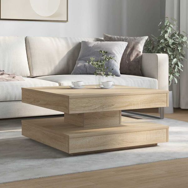 vidaXL Coffee Table 360-Degree Rotatable Sonoma Oak 70x70x34.5 cm