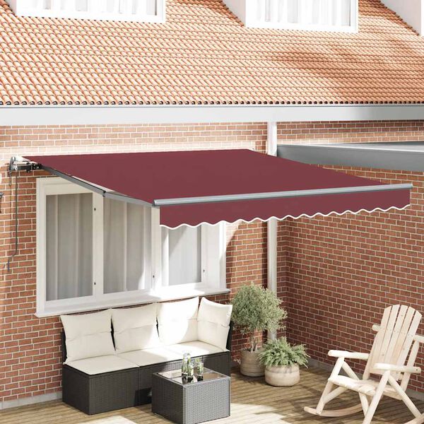 vidaXL Automatic Retractable Awning Burgundy 300x250 cm