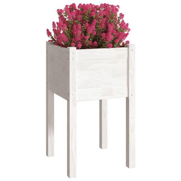 vidaXL Garden Planter White 40x40x70 cm Solid Pinewood