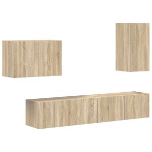 vidaXL TV Wall Cabinet Set 4 pcs Sonoma Oak Engineered Wood