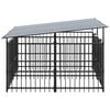 vidaXL Outdoor Dog Kennel with Roof Steel 3.75 m&sup2;