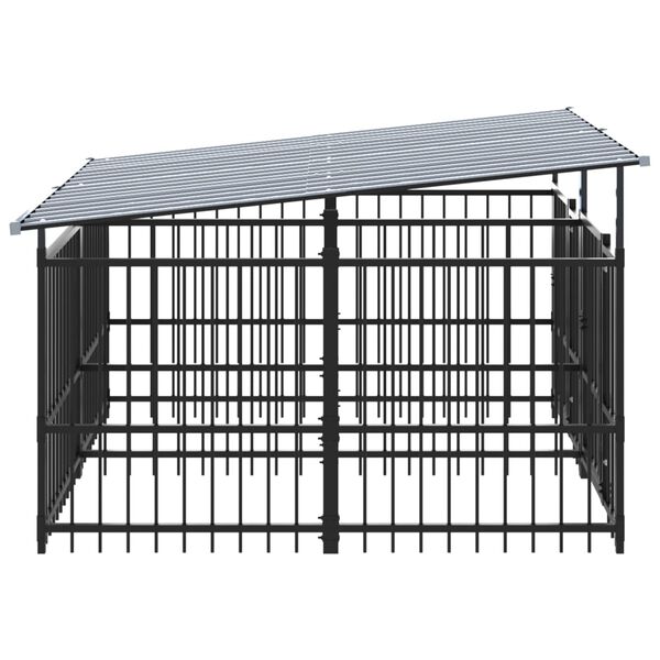 vidaXL Outdoor Dog Kennel with Roof Steel 3.75 m&sup2;