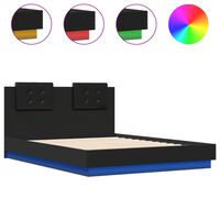 vidaXL Bed Frame with Headboard and LED Lights Black 120x190 cm Small Double