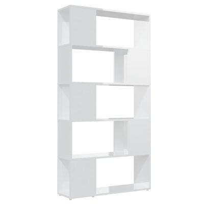 vidaXL Book Cabinet Room Divider High Gloss White 80x24x155 cm Engineered Wood