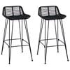 vidaXL Bar Stool 2 pcs Black 44 x 46 x 91 cm Rattan and Steel
