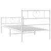 vidaXL Metal Bed Frame without Mattress with Footboard White 75x190cm