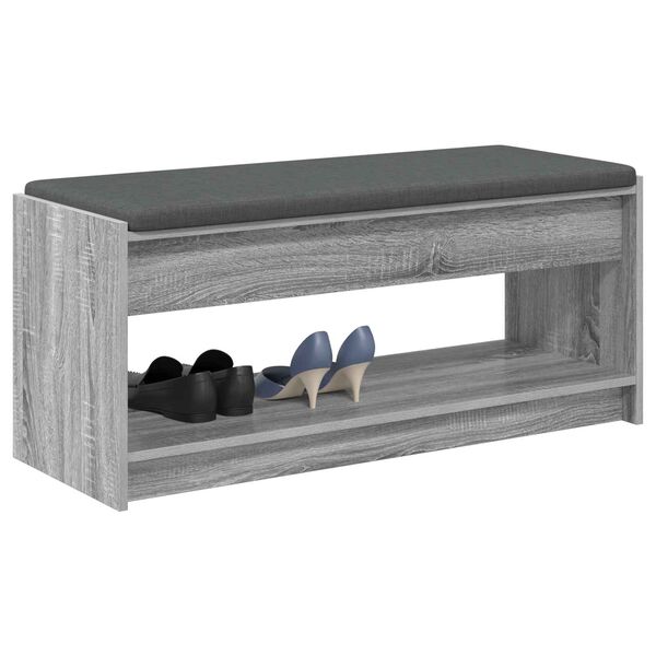 vidaXL Hall Bench with Cushion with Shelf Grey Sonoma 103 x 38 x 45 cm