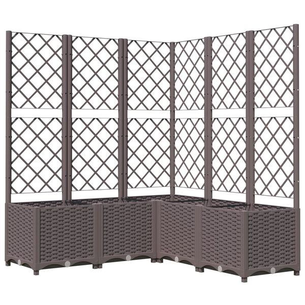 vidaXL Garden Planter with Trellis Brown 120x120x136 cm PP