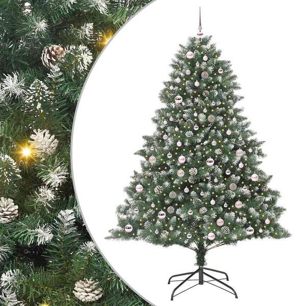 vidaXL Artificial Christmas Tree with 300 LEDs with Stand Green 210 cm