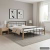 vidaXL Bed Frame without Mattress Metal and Solid Oak Wood 180x200 cm Super King