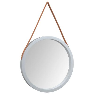 vidaXL Wall Mirror with Strap Silver Ø 55 cm