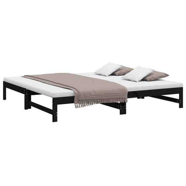 vidaXL Pull-out Day Bed without Mattress Black 2x(90x200) cm