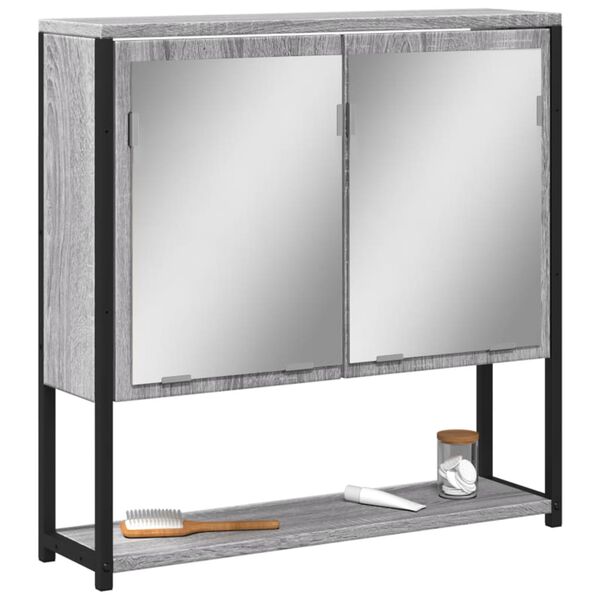 vidaXL Bathroom Mirror Cabinet Grey Sonoma 60x16x60 cm Engineered Wood