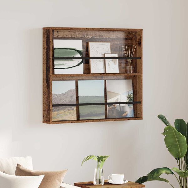vidaXL Magazine Rack Old Wood 80 x 12 x 70 cm Engineered Wood