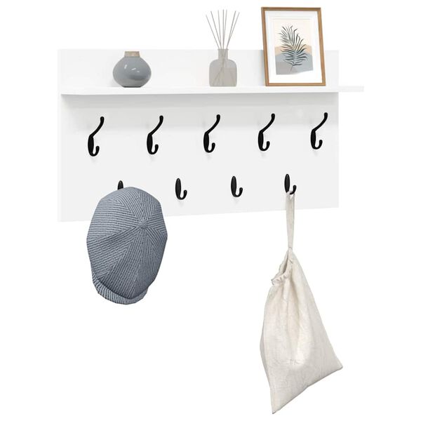 vidaXL Wall-Mounted Coat Rack White 80 x 40 x 12 cm Engineered wood