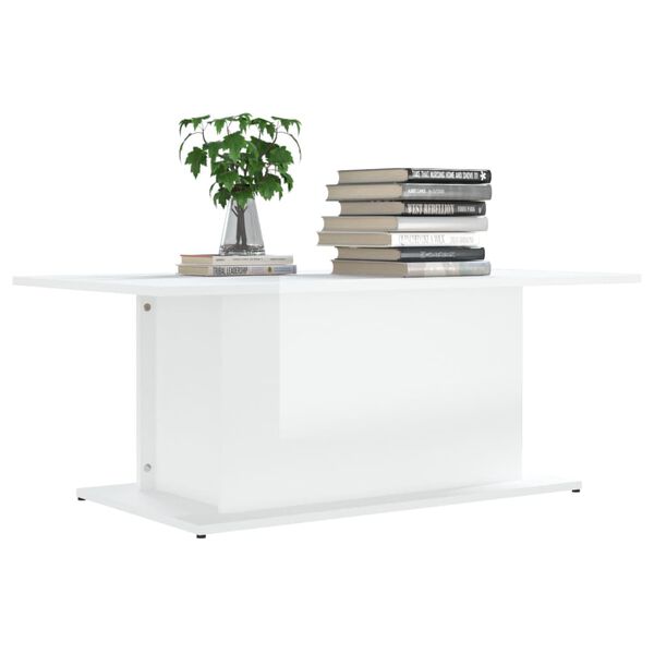 vidaXL Coffee Table High Gloss White 102x55.5x40 cm Engineered Wood