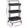 vidaXL 3-Tier Kitchen Trolley Black 42x35x85 cm Iron and ABS