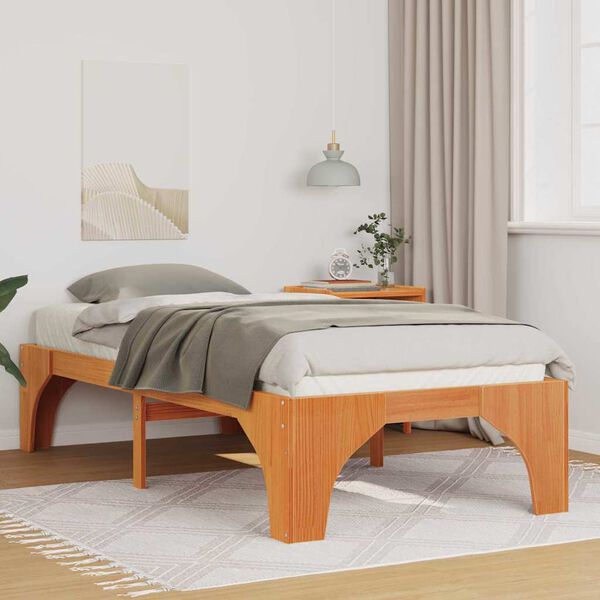 vidaXL Bed Frame Brown 100 x 200 cm Solid Pine Wood