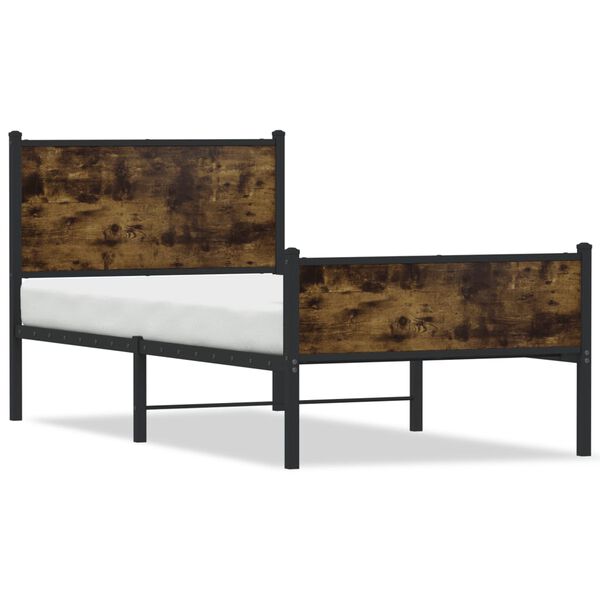 vidaXL Metal Bed Frame without Mattress Smoked Oak 90x200 cm