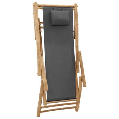 vidaXL Deck Chair Bamboo and Canvas Dark Grey
