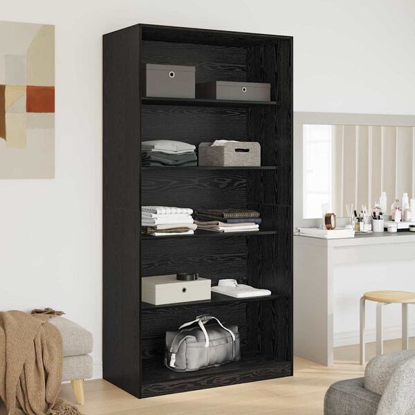 vidaXL Wardrobe with Shelf Black Oak 100 x 50x 200 cm Engineered Wood