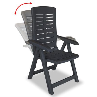vidaXL Reclining Garden Chairs 6 pcs Plastic Anthracite