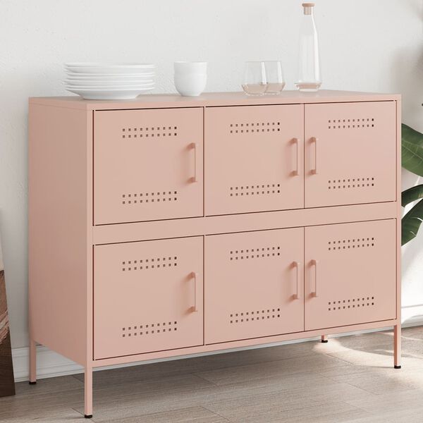 vidaXL Sideboard Pink 100.5x39x79 cm Steel