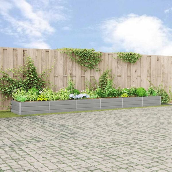 vidaXL Planter Light Grey 580 x 100 x 45 cm Galvanised Steel