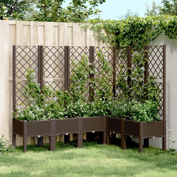 vidaXL Garden Planter with Trellis Brown 160x120x142 cm PP