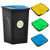 vidaXL Trash Bin with Hinged Lid 50L Black and Blue