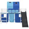 vidaXL Kids'Loft Bed Frame White and Blue 99.5 x 190 cm Metal