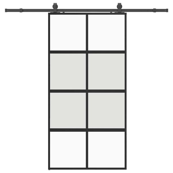 vidaXL Sliding Door with Hardware Set Black 102.5x205 cm Tempered Glass