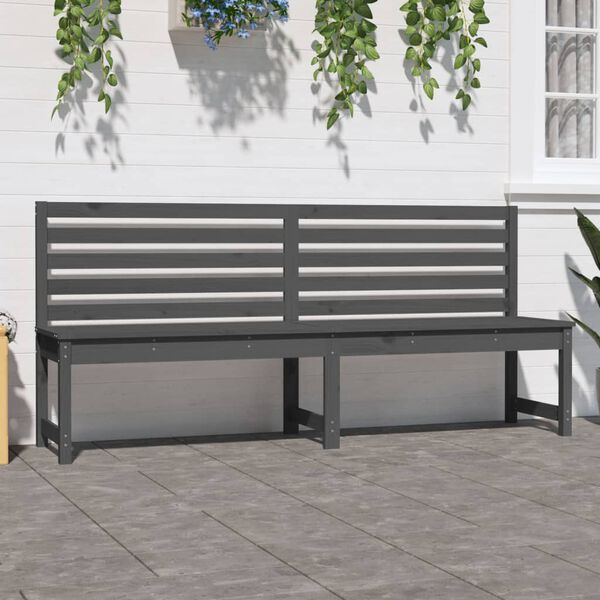 vidaXL Garden Bench Grey 201.5 cm Solid Wood Pine