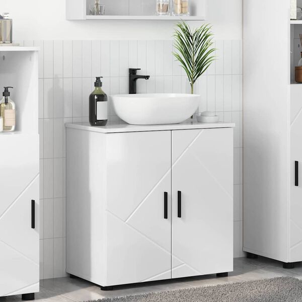 vidaXL Bathroom Cabinet with Storage High Gloss White 61 x 35 x 64 cm