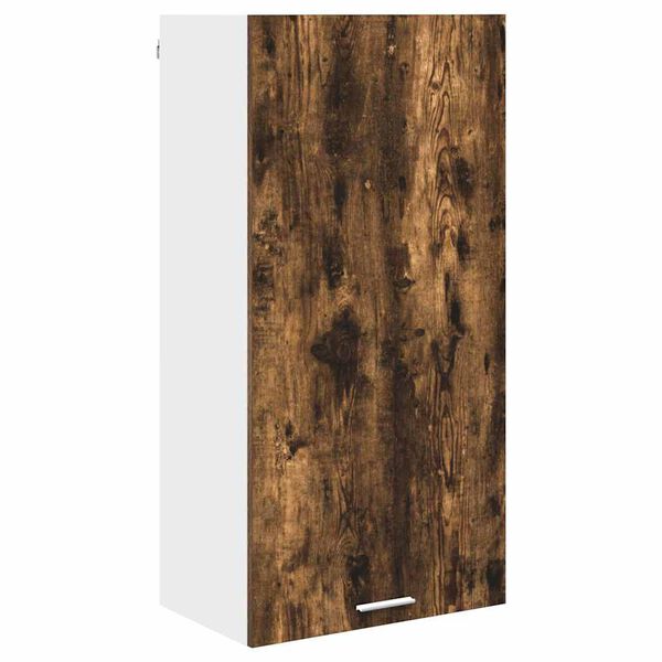 vidaXL Hanging Cabinet with Door Smoked Oak and White 50 x 31 x 100 cm