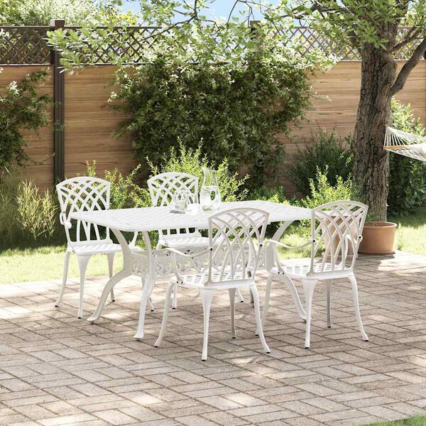 vidaXL Garden Dining Set 5 pcs White Aluminium
