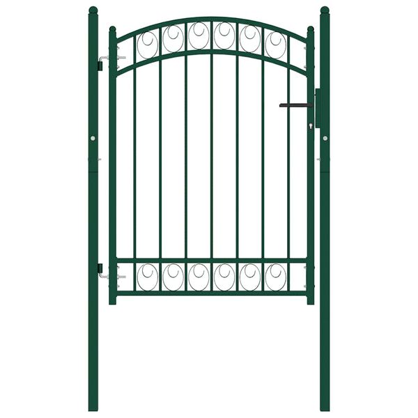 vidaXL Fence Gate Emmen with Arched Top Steel 100x98.5 cm Green